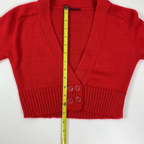 Cropped buttoned mini red cardigan - Picture 6 of 7
